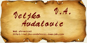 Veljko Avdalović vizit kartica